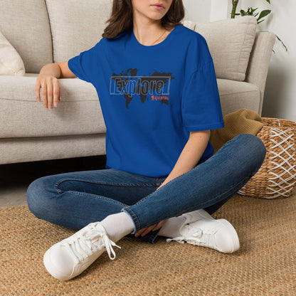 Explore World Map Adventure Graphic Tee: Urban Street Style & Travel T-Shirt