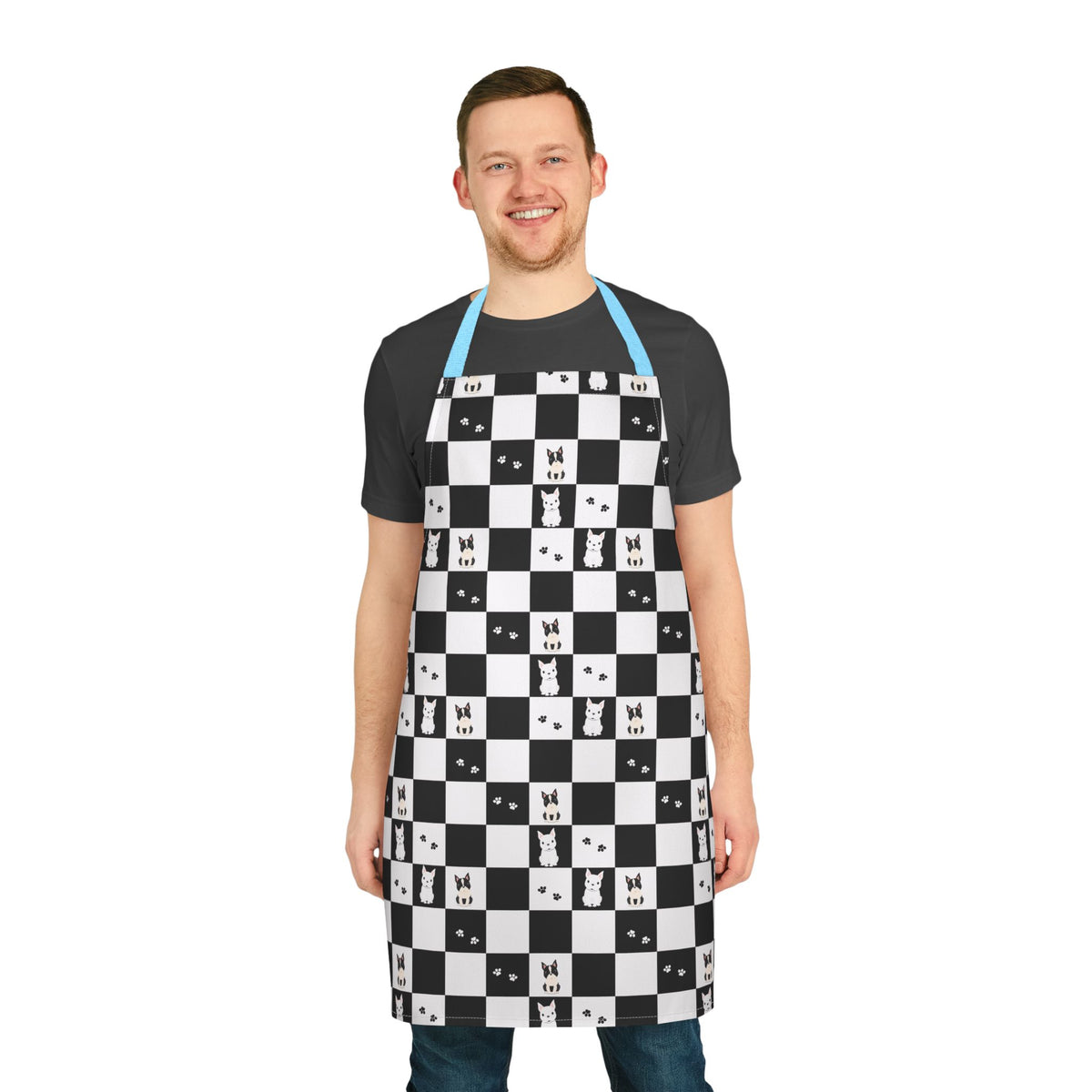 French Bulldog & Boston Terrier Checkerboard All-Over Print Apron | Dog Lover Gift