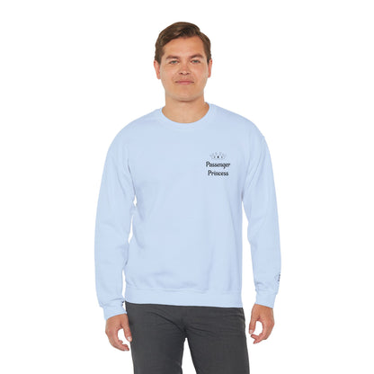 Personalized Passenger Princess Embroidered Crewneck Sweatshirt — Custom Name & Date Sleeve Detail