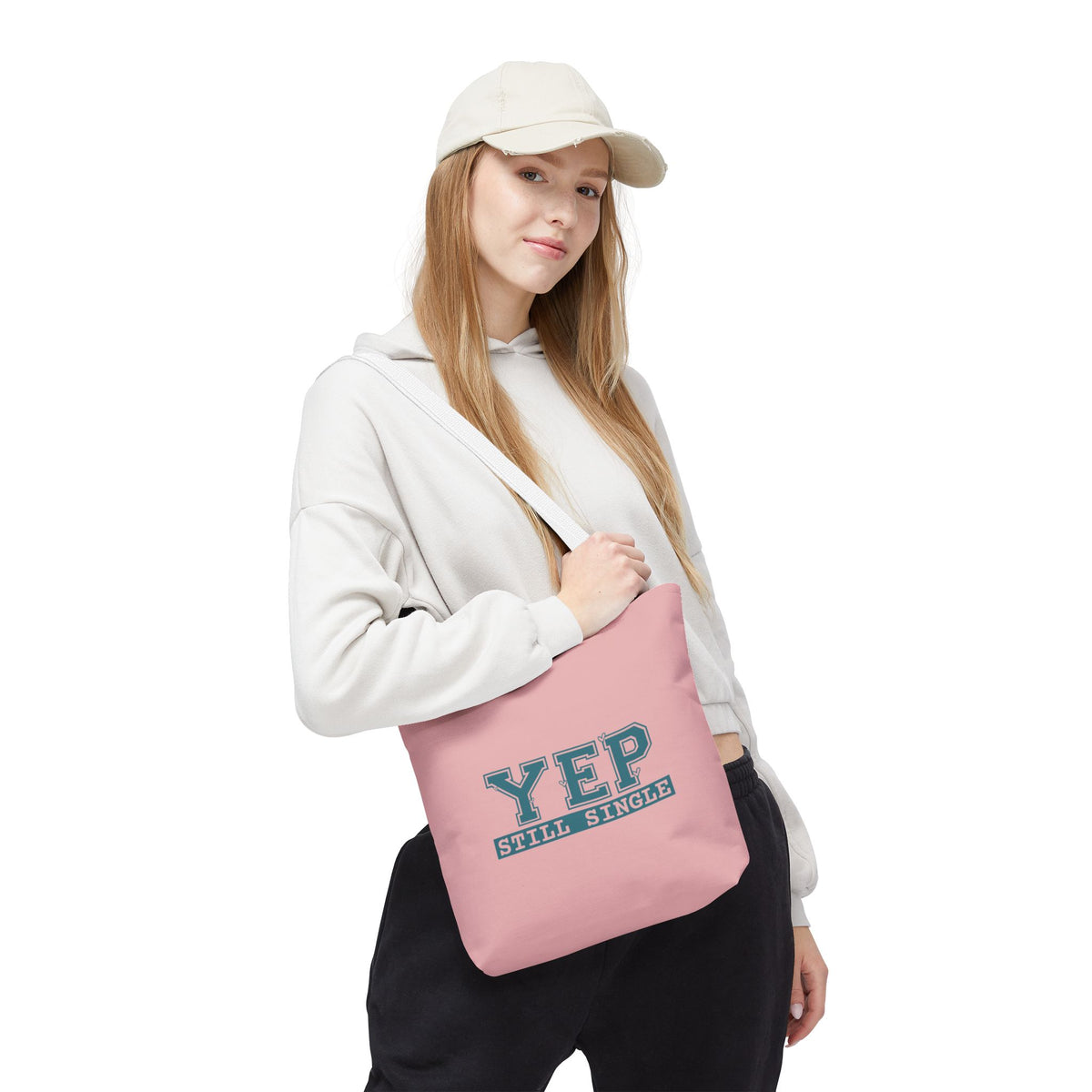 "Yep Still Single" Sarcastic Varsity Font Polyester Tote Bag