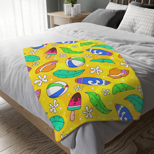 Summer Surf Vibes Throw Blanket (Two-sided print)