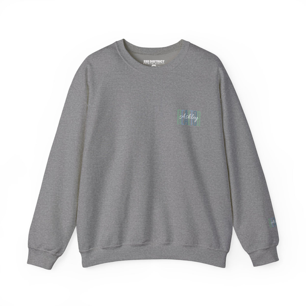 Personalized Realtor Retro Stacked Text Graphic Sweatshirt | Custom Name Real Estate Crewneck