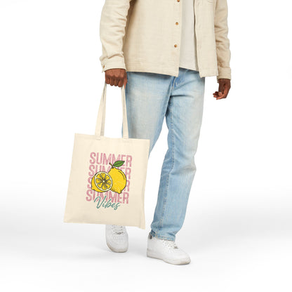 Summer Vibes Retro Lemon Citrus Cotton Canvas Tote Bag