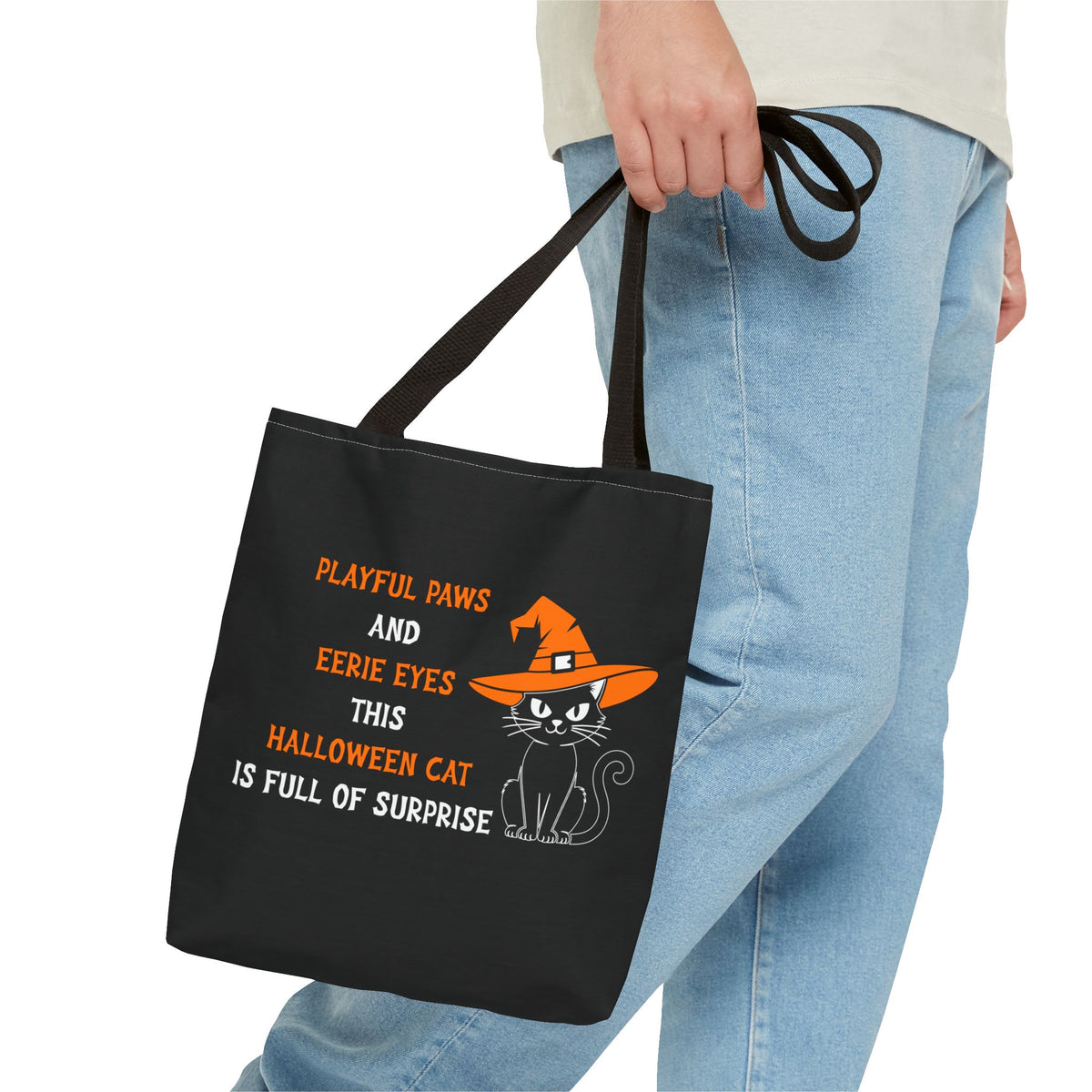 Halloween Cat Tote Bag — "Playful Paws and Eerie Eyes" Trick-or-Treat Reusable Shopper