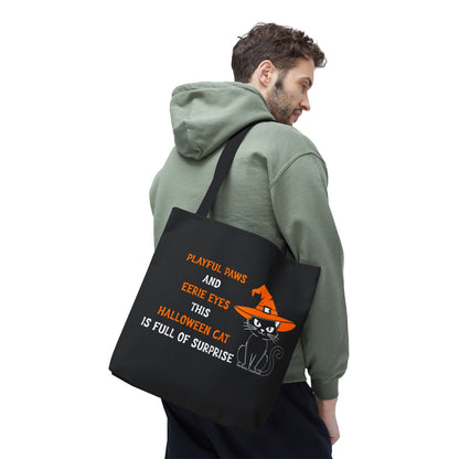 Halloween Cat Tote Bag — "Playful Paws and Eerie Eyes" Trick-or-Treat Reusable Shopper