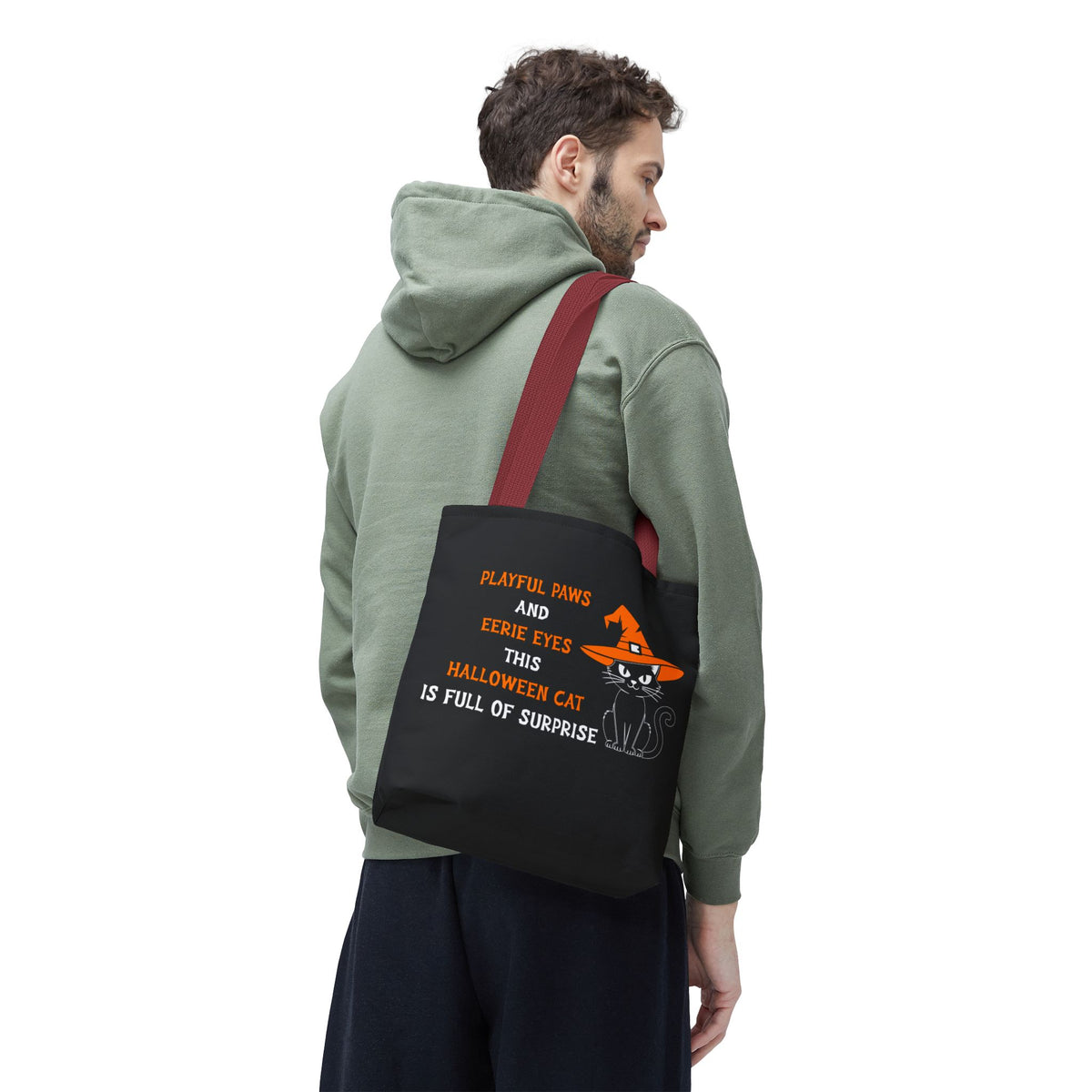 Halloween Cat Tote Bag — "Playful Paws and Eerie Eyes" Trick-or-Treat Reusable Shopper