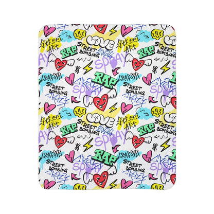 Urban Graffiti Street Art Fleece Sherpa Blanket