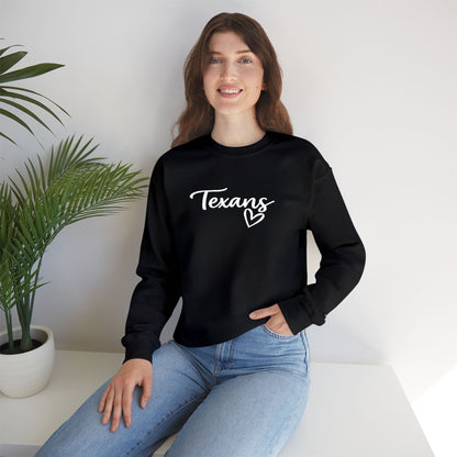 Texans Script White Embroidered Crewneck Sweatshirt | Everyday Hometown Pride Apparel