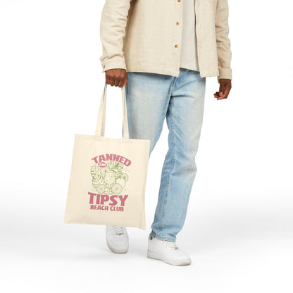 Tanned and Tipsy Beach Club Retro Citrus Cotton Canvas Tote Bag