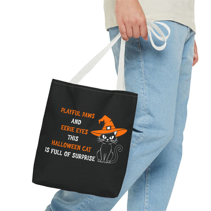 Halloween Cat Tote Bag — "Playful Paws and Eerie Eyes" Trick-or-Treat Reusable Shopper