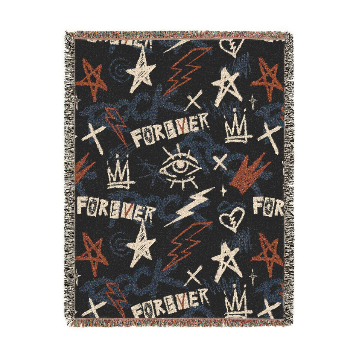 Rock Forever Grunge Graffiti Woven Blanket