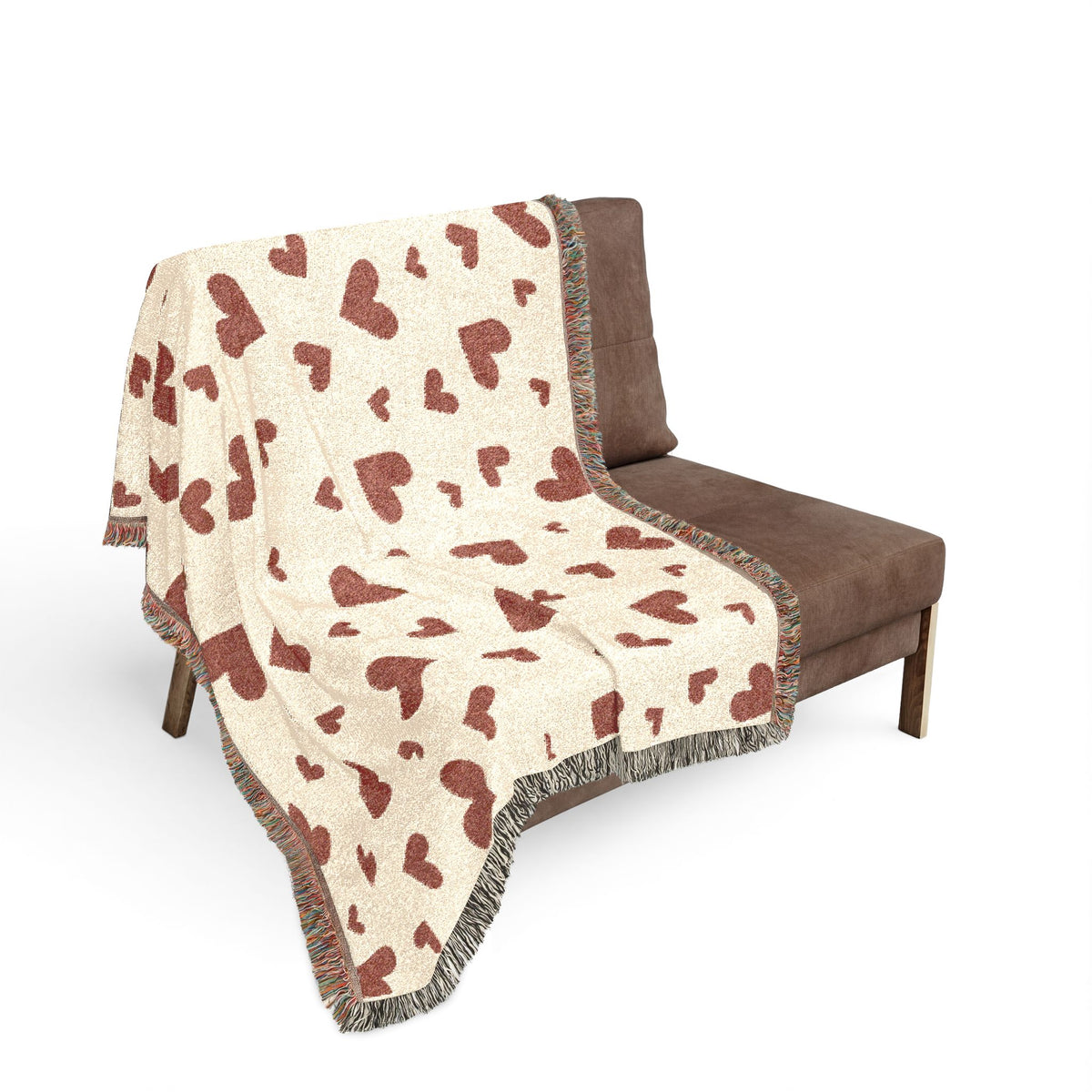 Romantic Scattered Hearts Woven Throw Blanket