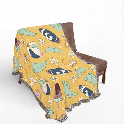 Sunny Surf & Summer Vibes Woven Throw Blanket