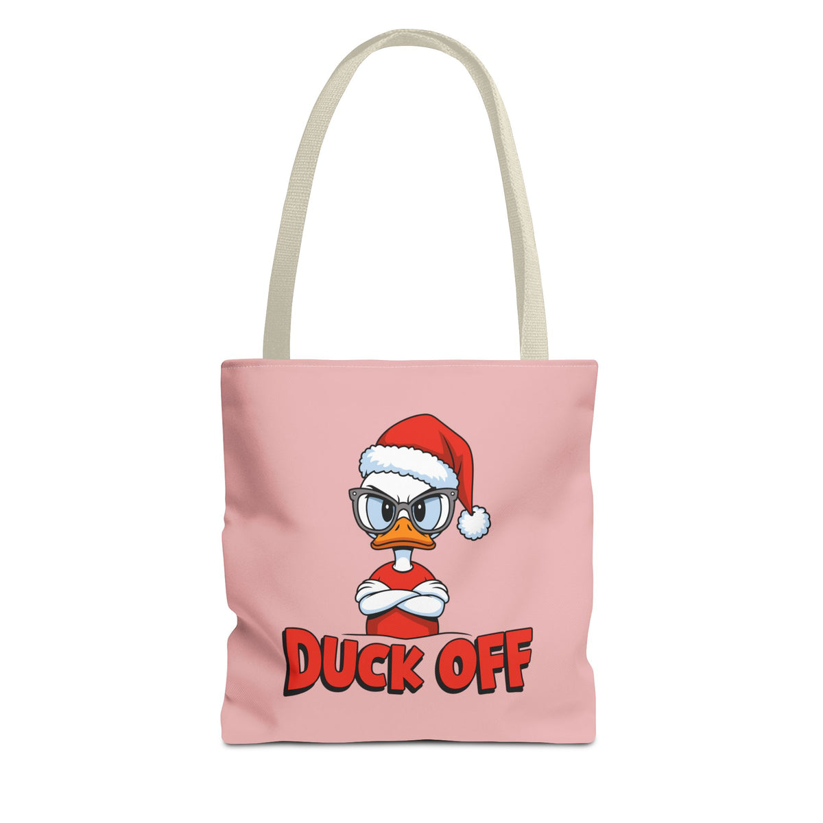 "Duck Off" Grumpy Santa Duck Funny Christmas Polyester Tote Bag
