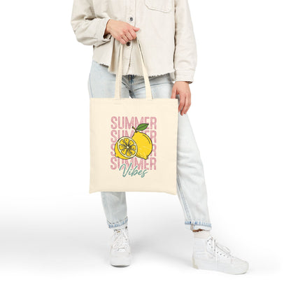 Summer Vibes Retro Lemon Citrus Cotton Canvas Tote Bag