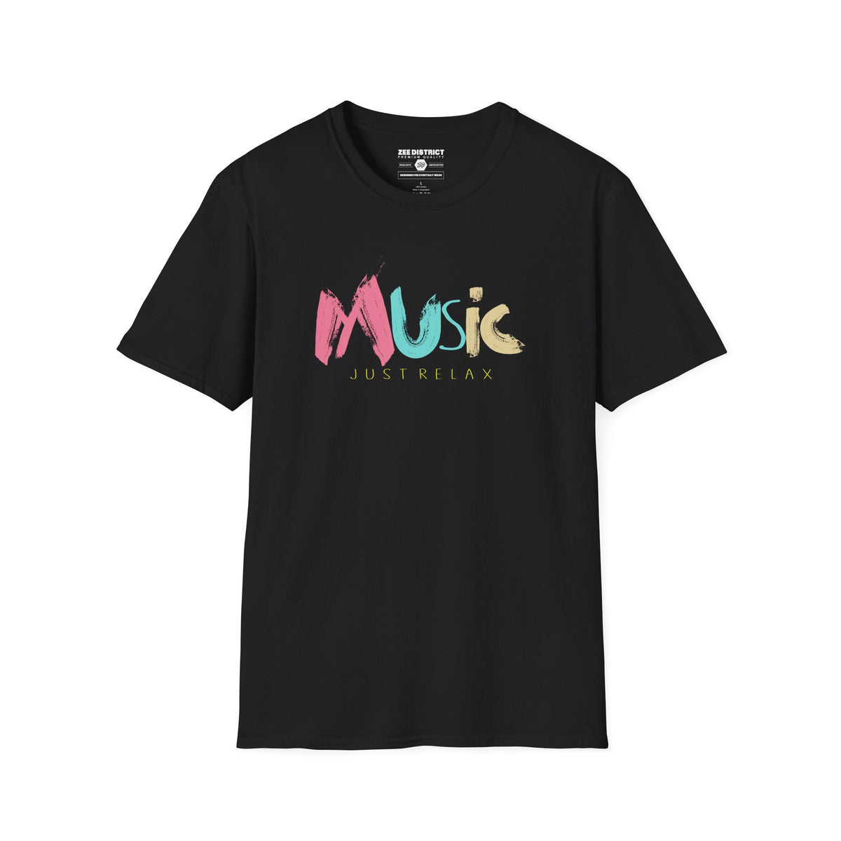 Music Just Relax T-Shirt - Colorful Brushstroke Music Tee for Casual, Chill Vibes