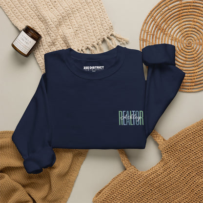 Personalized Realtor Retro Stacked Text Graphic Sweatshirt | Custom Name Real Estate Crewneck
