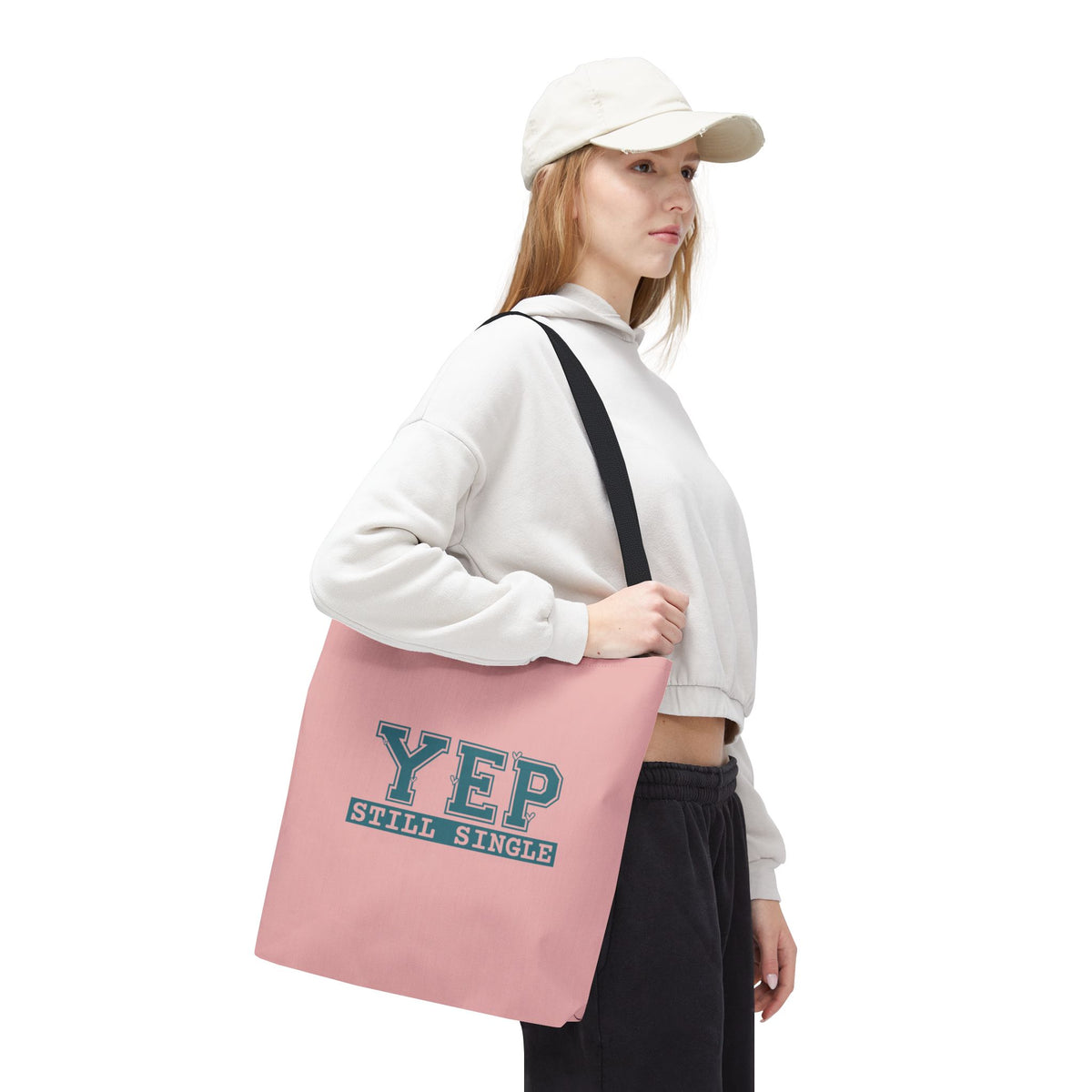 "Yep Still Single" Sarcastic Varsity Font Polyester Tote Bag