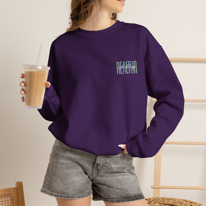 Personalized Realtor Retro Stacked Text Graphic Sweatshirt | Custom Name Real Estate Crewneck