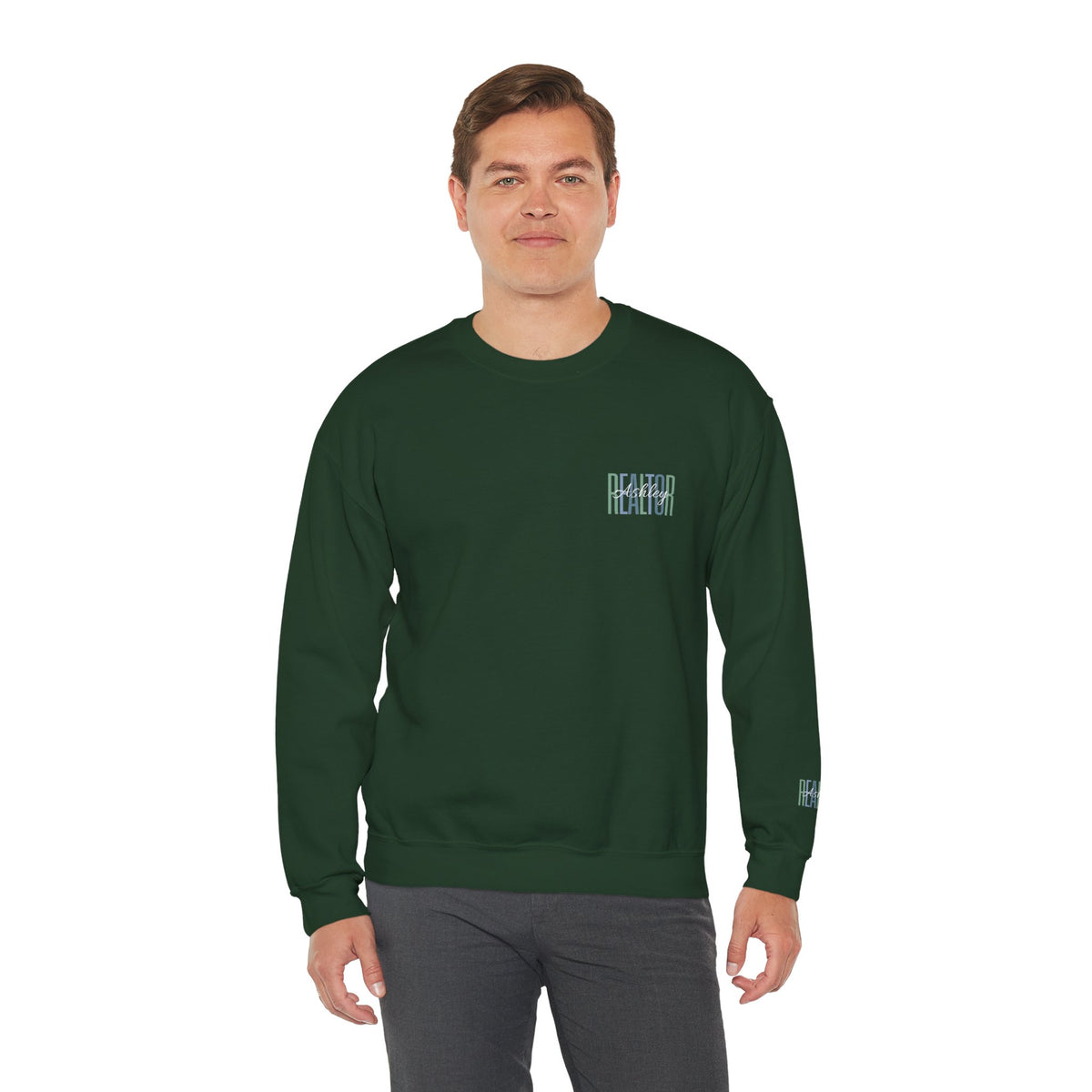Personalized Realtor Retro Stacked Text Graphic Sweatshirt | Custom Name Real Estate Crewneck
