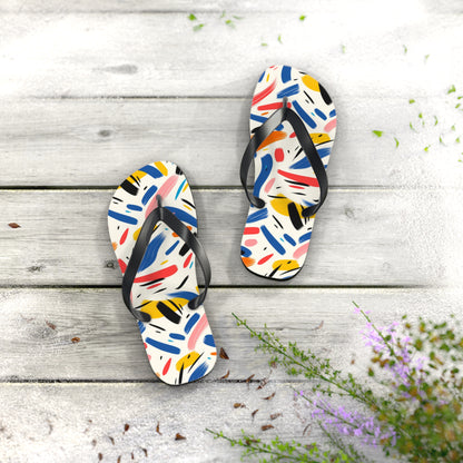 Abstract Brushstroke Modern Flip Flops — Contemporary Artistic Summer Sandals