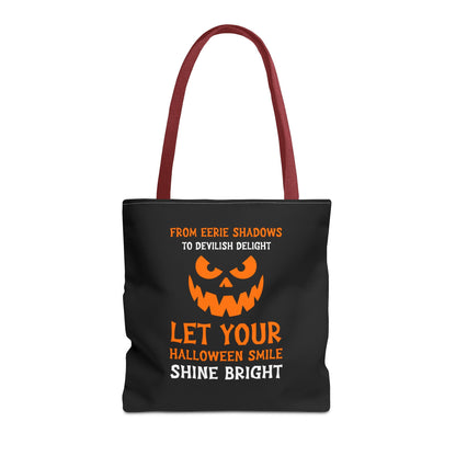 Halloween Pumpkin Tote Bag — "Let Your Halloween Smile Shine Bright"