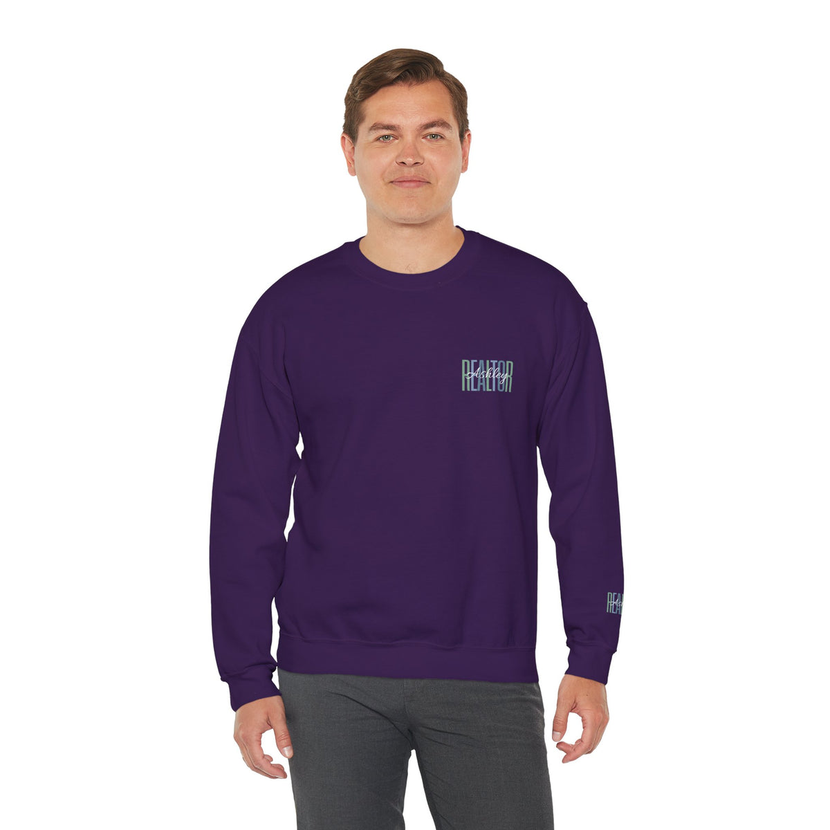 Personalized Realtor Retro Stacked Text Graphic Sweatshirt | Custom Name Real Estate Crewneck