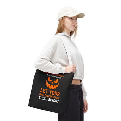 Halloween Pumpkin Tote Bag — "Let Your Halloween Smile Shine Bright"