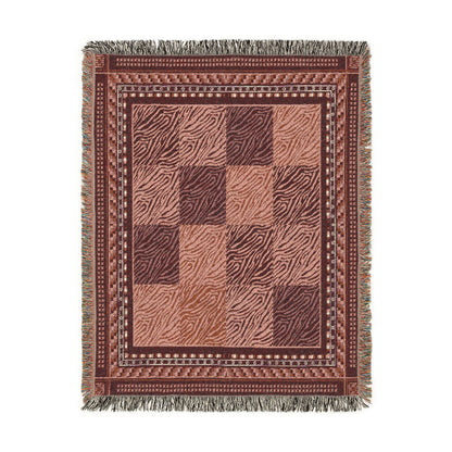 Crimson Patchwork Zebra Cotton Woven Throw Blanket