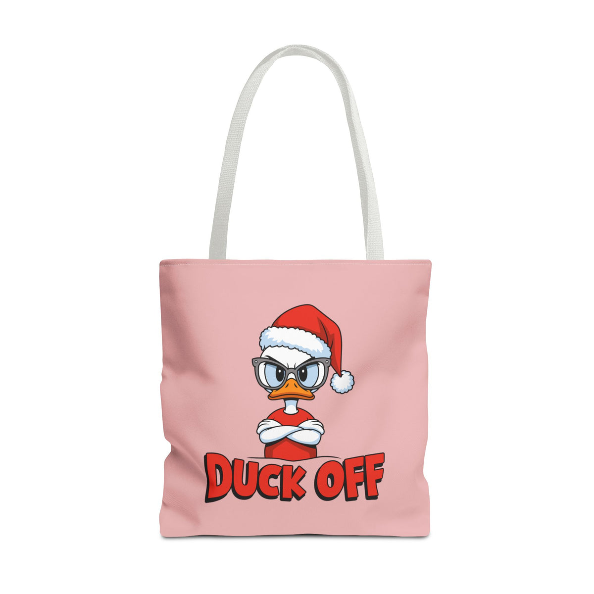 "Duck Off" Grumpy Santa Duck Funny Christmas Polyester Tote Bag