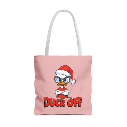 "Duck Off" Grumpy Santa Duck Funny Christmas Polyester Tote Bag