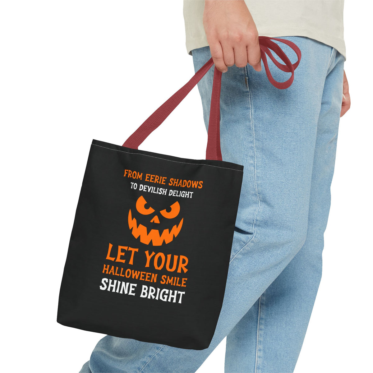 Halloween Pumpkin Tote Bag — "Let Your Halloween Smile Shine Bright"