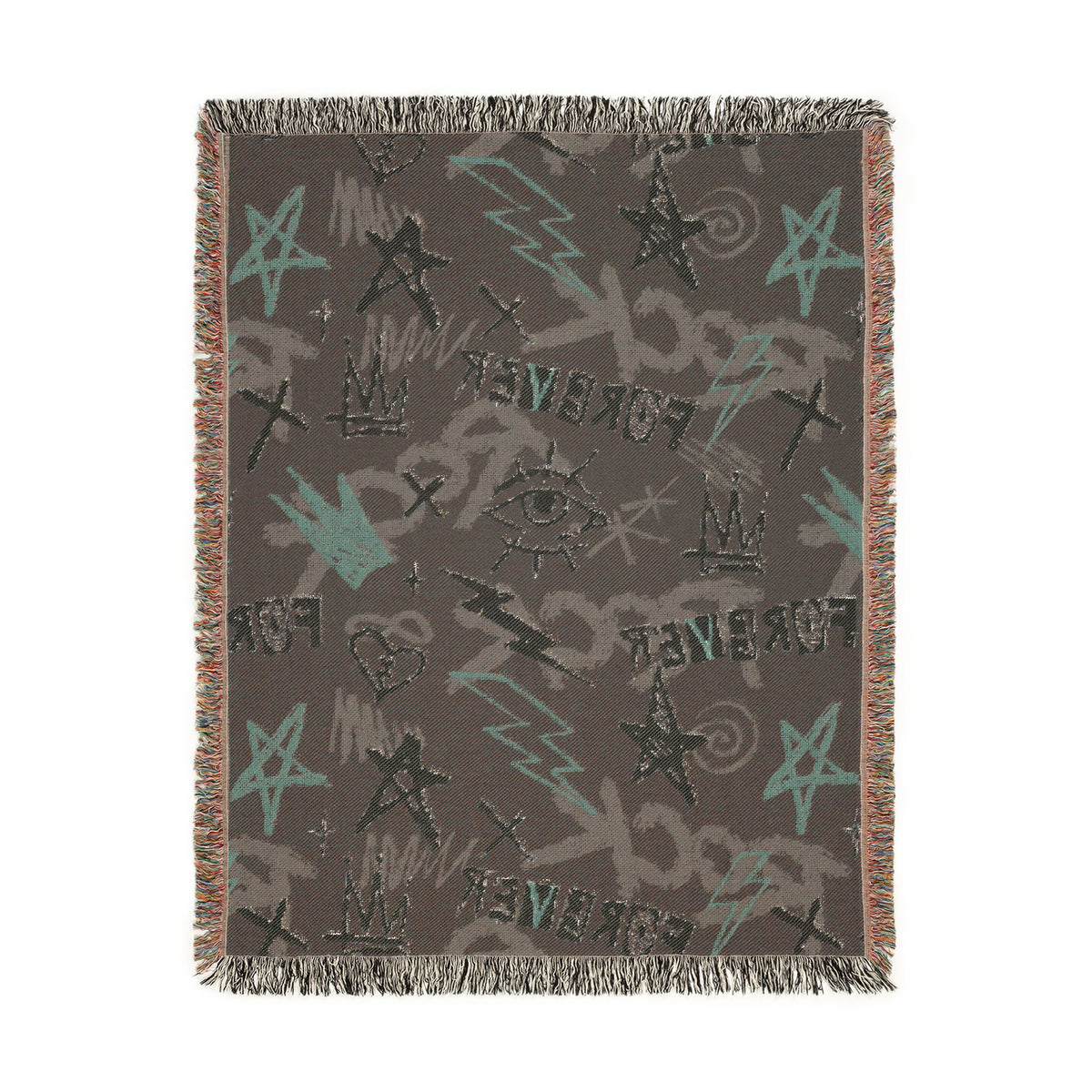 Rock Forever Grunge Graffiti Woven Blanket