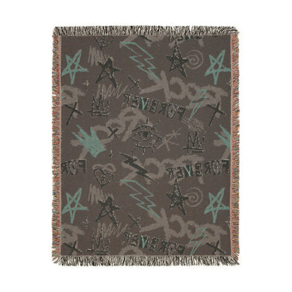 Rock Forever Grunge Graffiti Woven Blanket