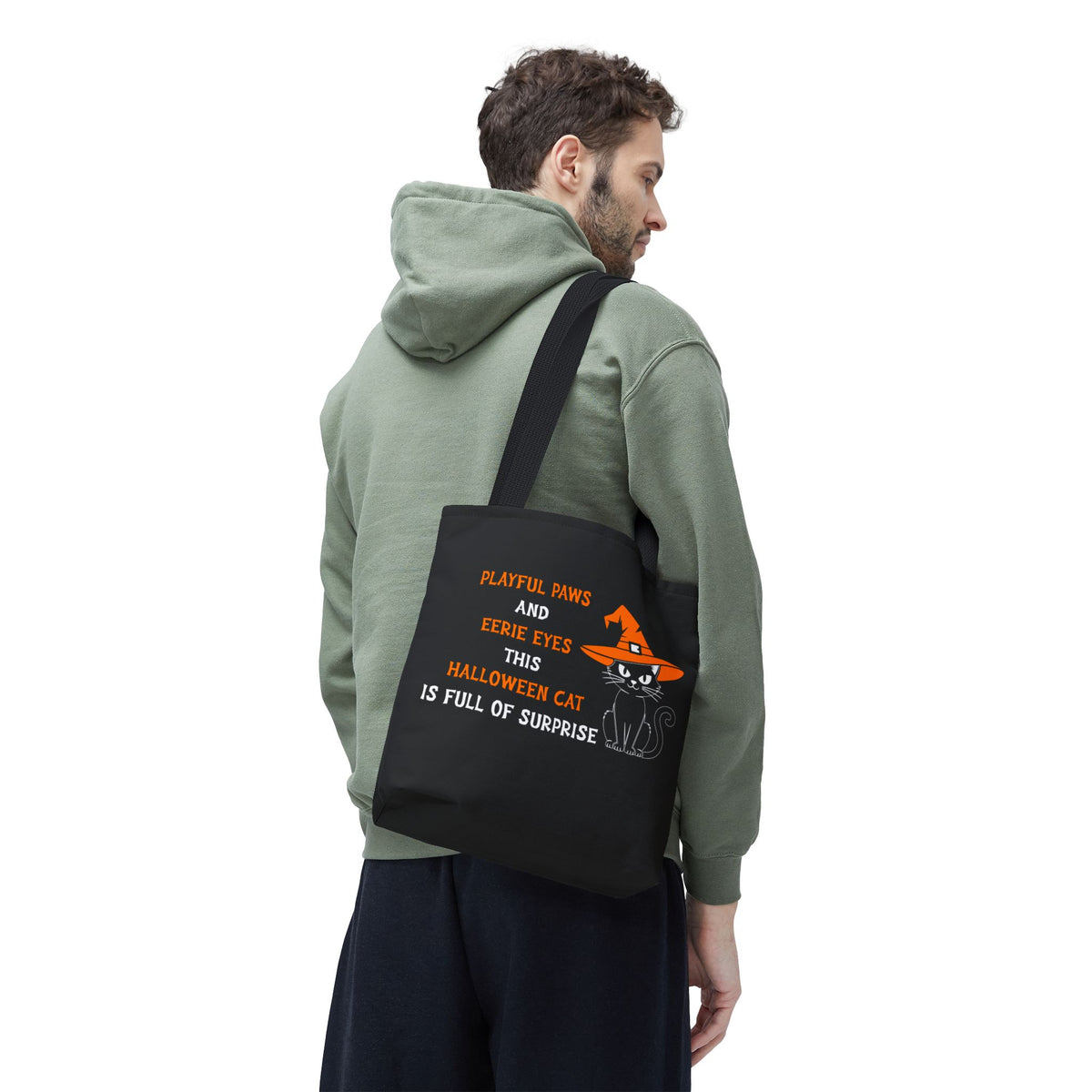 Halloween Cat Tote Bag — "Playful Paws and Eerie Eyes" Trick-or-Treat Reusable Shopper