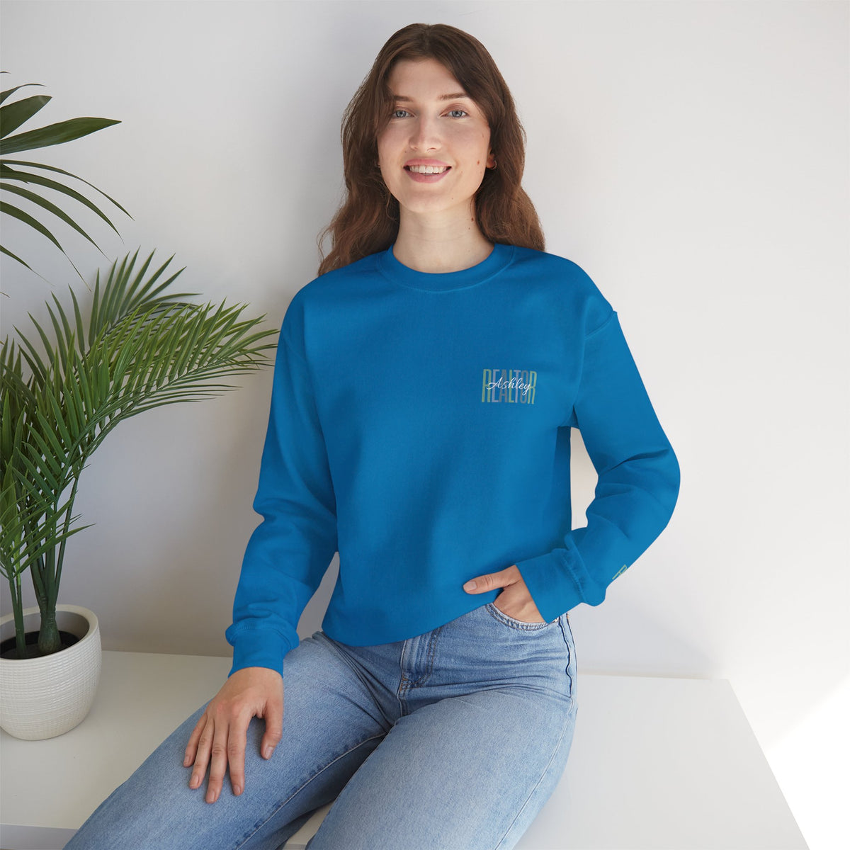 Personalized Realtor Retro Stacked Text Graphic Sweatshirt | Custom Name Real Estate Crewneck