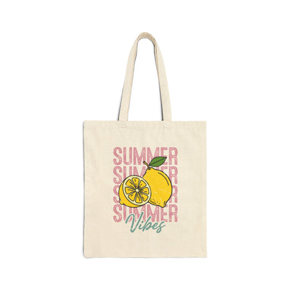 Summer Vibes Retro Lemon Citrus Cotton Canvas Tote Bag