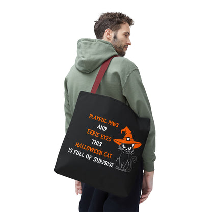 Halloween Cat Tote Bag — "Playful Paws and Eerie Eyes" Trick-or-Treat Reusable Shopper
