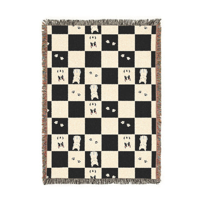 French Bulldog Checkerboard Woven Throw Blanket