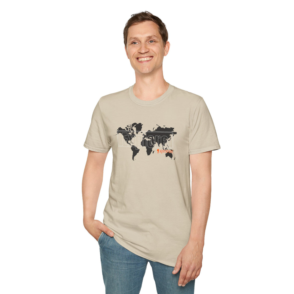 Explore World Map Adventure Graphic Tee: Urban Street Style & Travel T-Shirt