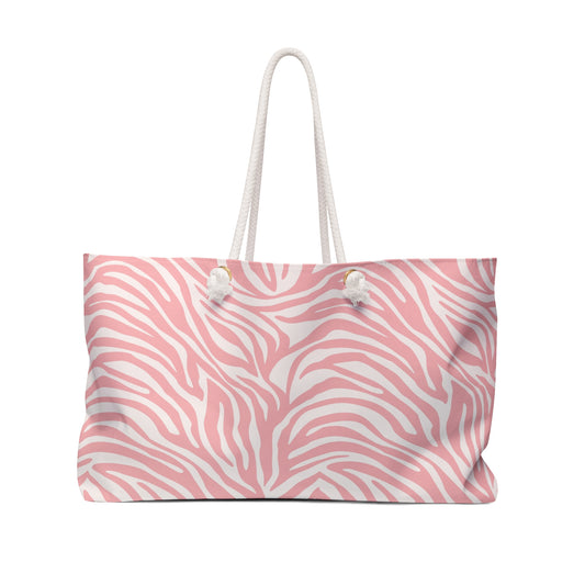 Pink Zebra Print Animal Pattern Weekender Bag — Oversized Beach & Travel Tote