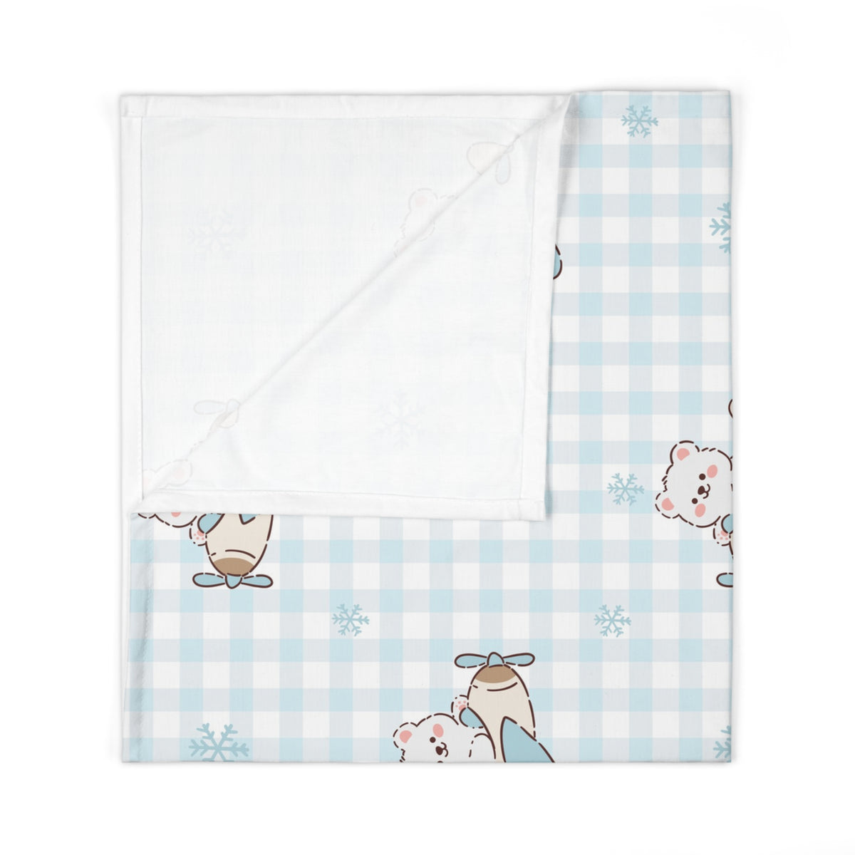 Winter Aviator Bear Gingham Baby Swaddle Blanket – Soft Snowflake Airplane Wrap