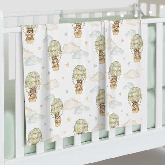Aviator Teddy Bear Baby Swaddle Blanket – Soft Hot Air Balloon Wrap