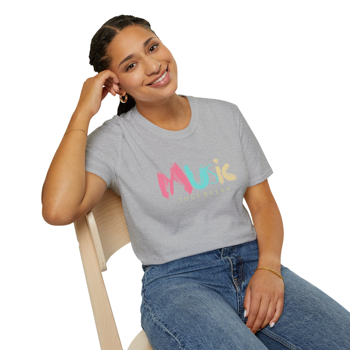 Music Just Relax T-Shirt - Colorful Brushstroke Music Tee for Casual, Chill Vibes