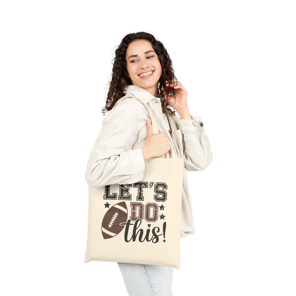 "Let's Do This!" Retro Football Sports Fan Cotton Canvas Tote Bag