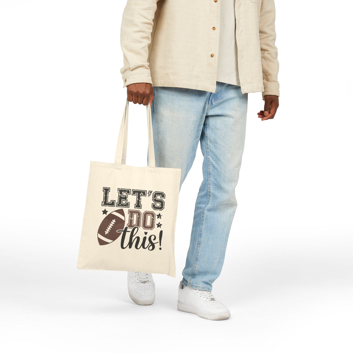 "Let's Do This!" Retro Football Sports Fan Cotton Canvas Tote Bag