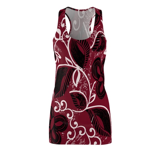 Crimson Botanical Floral Racerback Dress