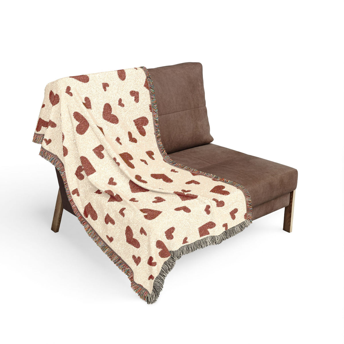 Romantic Scattered Hearts Woven Throw Blanket