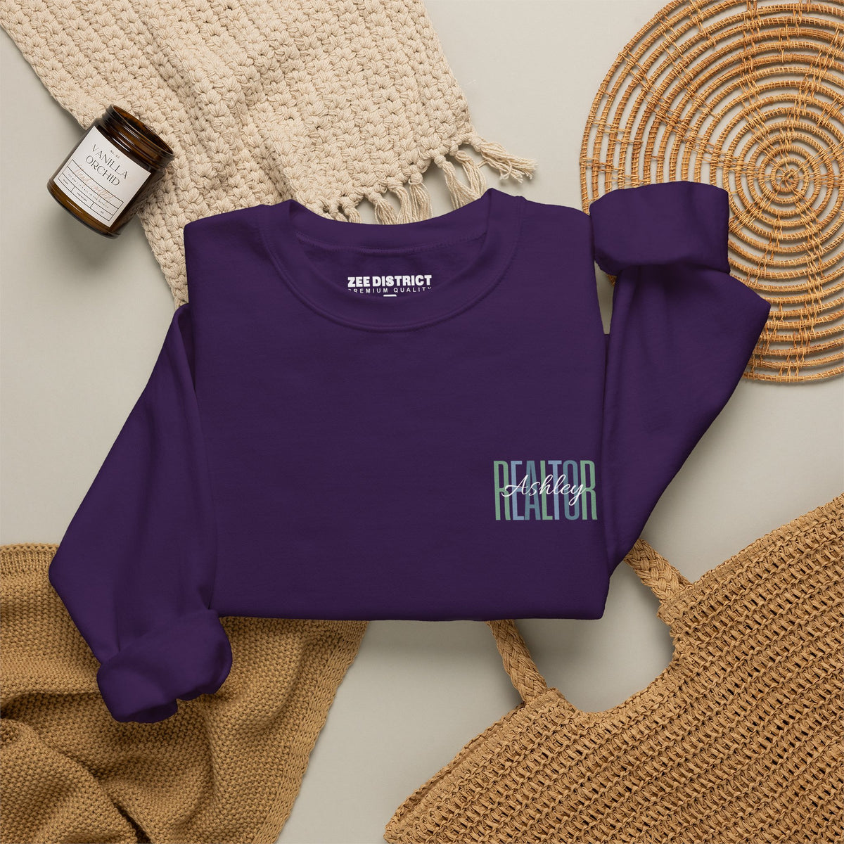 Personalized Realtor Retro Stacked Text Graphic Sweatshirt | Custom Name Real Estate Crewneck