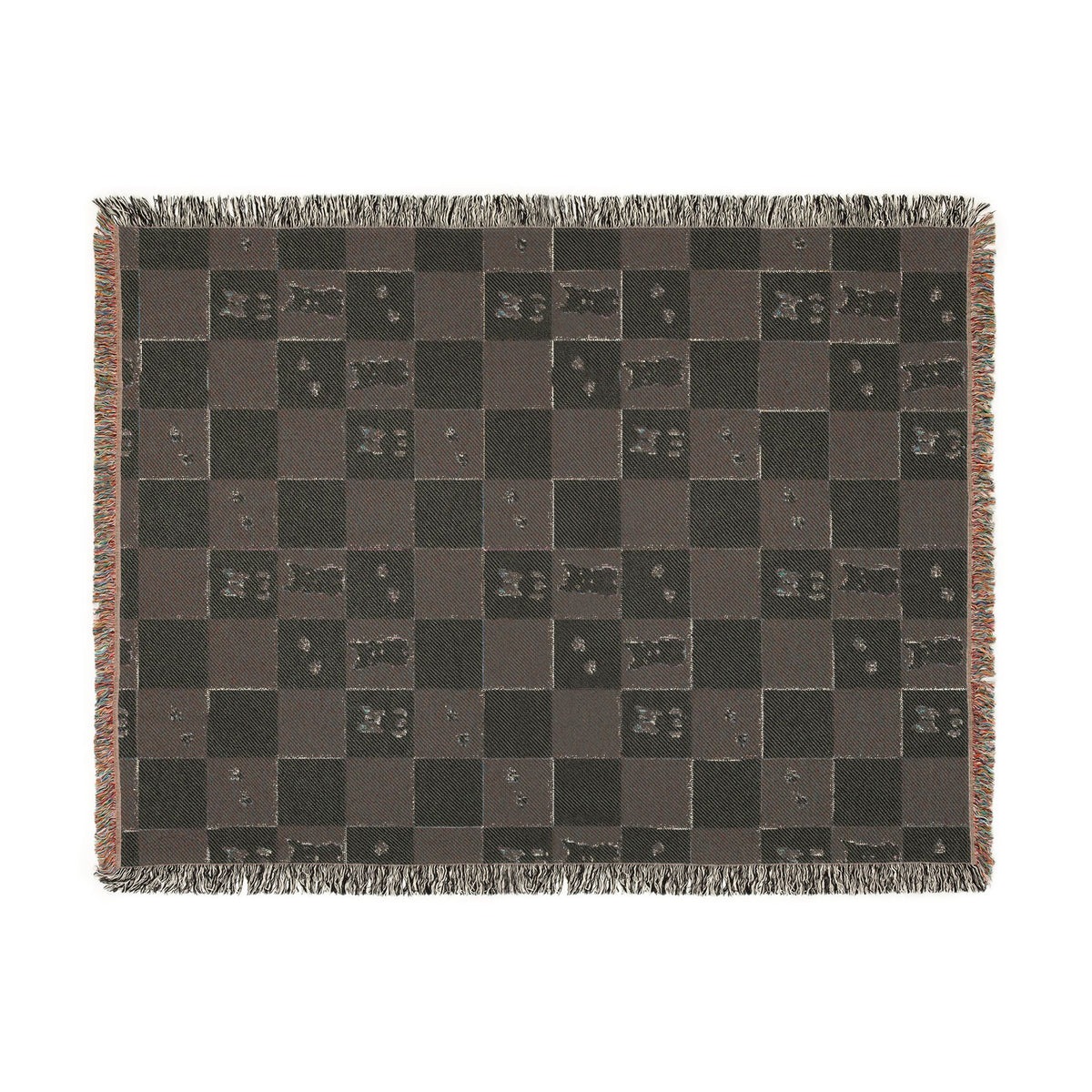 French Bulldog Checkerboard Woven Throw Blanket